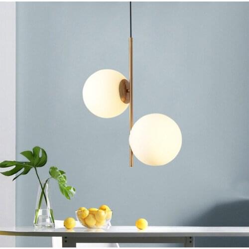 Nordic living room light simple chandelier retro personality American restaurant iron glass ball magic bean Chandelier