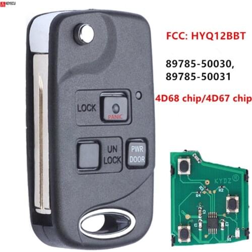 Keyecu Folding Flip Remote key Fob 3 Button 4D67 chip/4D68 chip for Lexus EX330 RX330 2004 2005 2006 2007 -FCC: HYQ12BBT