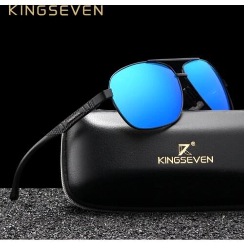 KINGSEVEN Brand Design Polarized Aluminum Sunglasses Male Driving Blue Mirror Sun glasses for Men Goggles Eyewear Gafas De Sol