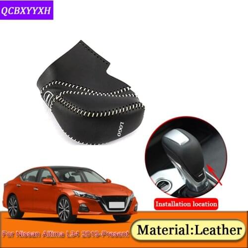 Car styling Leather Car Gear Shift Collars Cover Internal Decoration Automobiles Accessories For Nissan Altima L34 2019-Present
