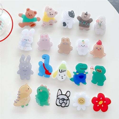 Cute 3D Korean Cartoon Bear Dog Universal Phone Grip Foldable Holder Expanding Lovely Stand Finger Ring Holder for iPhone 11 12