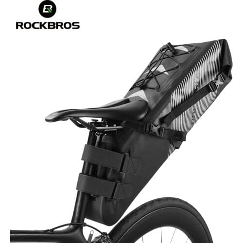 ROCKBROS Waterproof Bike Saddle Bag Cycling Foldable Tail Rear Seat Bag MTB Trunk Pannier Reflective 10L Capacity Bicycle Bag