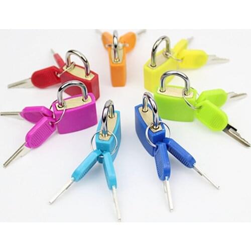 Plastic Casing Lock Brass Lock Body Luggage Zipper Padlock With Two Keys For bags