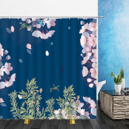 Cartoons Landscape Shower Curtains Flowers Grass Leaf Green Plants 3D Bathroom Home Decor Waterproof Polyester Cloth Curtain