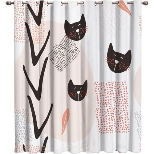 Mordern Kawaii Cat Kitty Nature Window Curtains Dark Curtains Bathroom Kitchen Bedroom Outdoor Indoor Drapes Fabric