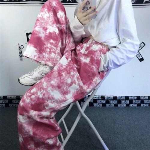 Women Pants Tie-Dyed Loose Casual Pants 2021 Casual Pants Autumn High Waist Straight Pantalones De Mujer