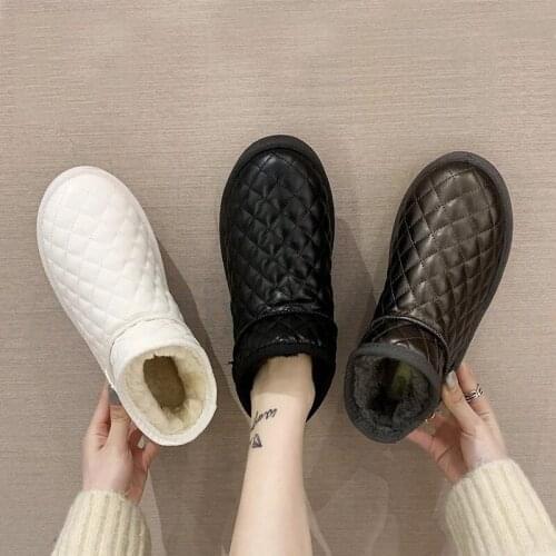 Women Winter Snow Boots Australia Leather Ankle Boots Keep Warm Waterproof Booties Female Thickeneed Plush Slip-On shoes