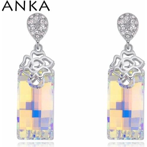 ANKA high quality luxury square crystal earrings real Crystal From Austrian for women weddings Crystals from Austria #124816