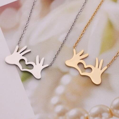 Jewelry Femme Simple Style Love Shape Gesture OK pendant Long Necklaces For Women Clavicle Chain Choker Gift to girl