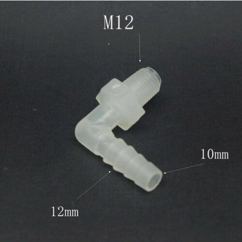 10*M12 Elbow screw thread type Aquarium Connector Tube Joiner Material PP Plastic Fitting Tank Airline acid and alkali resistant