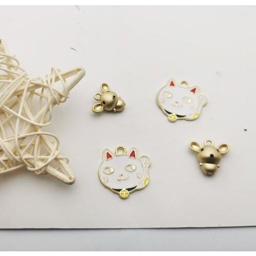 10pcs Cat &Mouse Metal Enamel Charms Pendants Lovely 3D Gold Rat Charms Fit Bracelets Earrings Necklace DIY Jewelry Accessories