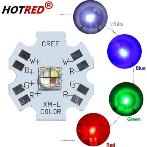 10PCS XLamp XM-L XML RGBW RGB White Color 12W High Power LED Lamp Emitter 4-Chip 20mm Star PCB Board DIY for Stage lighting bead