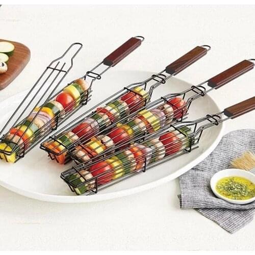 Stainless Steel Nonstick Barbecue Grill Basket Mesh Portable BBQ Grilling Basket Tools Kitchen Tools kitchen accessories Basket