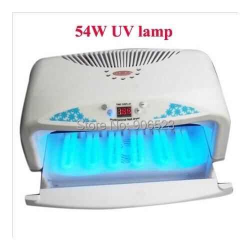 Free Shipping 220V/110V Nail Dryer Nail Art UV Gel Curing UV LAMP 54W With 6 Lamp & Fan