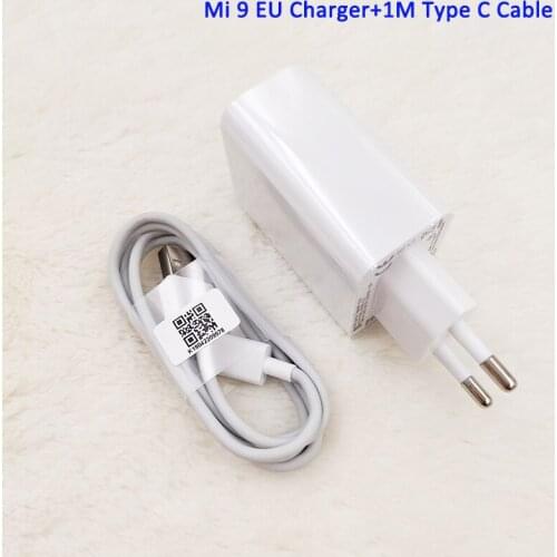 For Xiaomi 27W Fast Charger QC3.0 EU Plug Wall Adapter 2A Type C Cable For mi 9 8 se CC9 CC9e 9T A3 6x redmi note 8 pro k20 pro