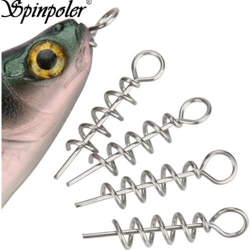 Spinpoler 50pcs/lot Fishing Centering Pins Spiral Fishing Tackle Lure Steel Spring Crank Lock For Soft Lure Fishing Accessories