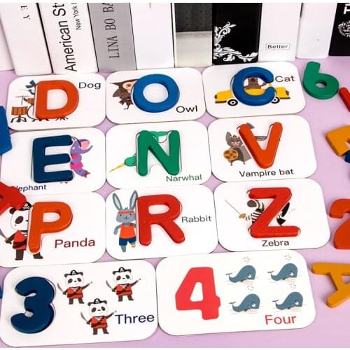 Wood Spelling Words Game Kids Toy Alphabet Early Learning Educational Animals Vehicle Learning Montessori Puzzles Toys