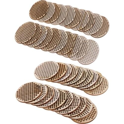 40 Pieces Natural Wood Oval/Round Shapes Multi-hole Wooden Pendant For Counted Cross Stitch Kit DIY Home Christmas Ornaments