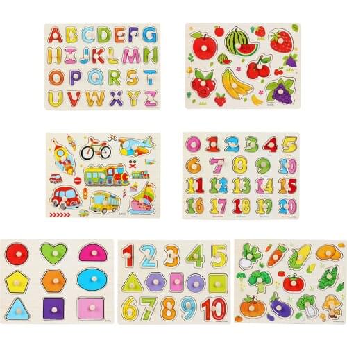 Kid Early educational toys baby hand grasp wooden puzzle toy alphabet and digit learning education child wood toy