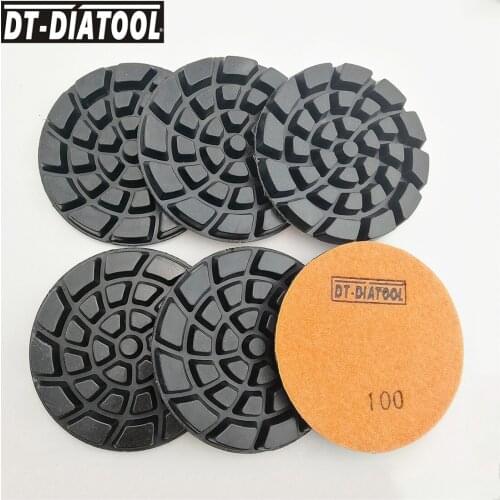 DT-DIATOOL 6pcs/pk Dia 4"/100mm Diamond Resin Bond Concrete polishing pads Grit#100 Nylon backed Sanding discs Dia 4inch