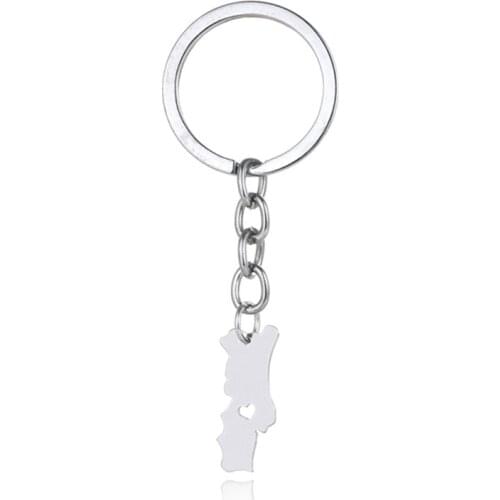 Elfin Portugal Map Key Chains Portugal Map Stainless Steel Bag Car Keychain Key Ring For Women Men Map Memorial Gift Jewellery