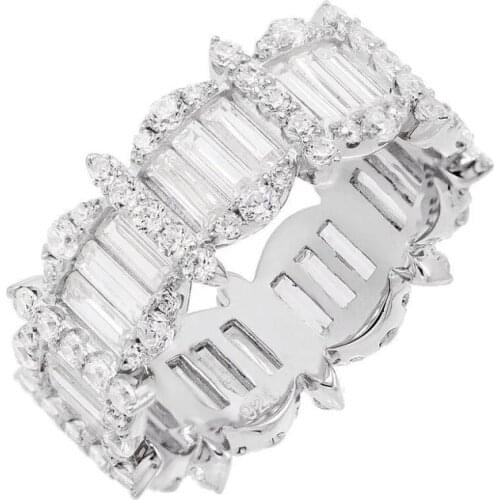 New arrived Silver Color luxury baguette cz finger ring sparking bling 5A baguette cubic zirconia fashion classic women jewelry