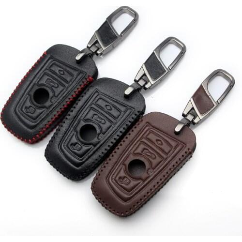 Leather Car Key Cover Case with Key Holder For BMW 520 525 F30 F10 F18 118i 320i 1 3 5 7 Series X3 X4 M3 M4 M5 E34 E90 E60 E36