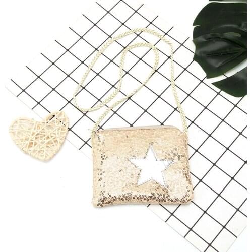 Little Girl Kids Cute Lovely Coin Purses PU Leather Mini Pouch Bling Sequin Shoulder Messenger Small Zipper Money Change Bag