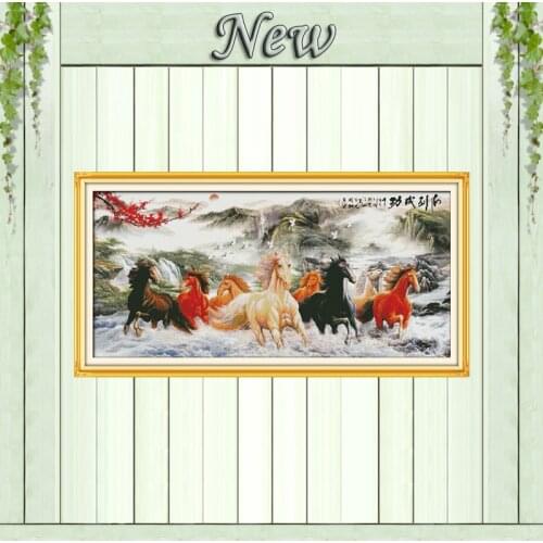 Horse scenery animal decor painting counted printed on canvas DMC 14CT 11CT Chinese Cross Stitch Needlework Sets Embroidery kits