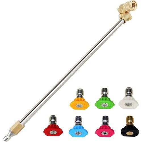 Cleaner Attachment, Pressure Washer Extension Wand with Pivoting Coupler,7 Nozzle Tips,1/4 Inch Quick Connect,17 Inch