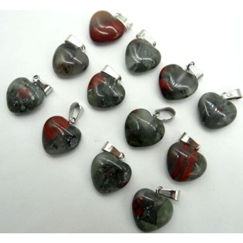 Natural stone Quartz Crystal tiger eye Turquoises Opal mixed Heart-shaped pendant jewelry making necklaces Accessories30pc