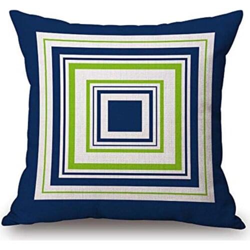 Throw Pillow Cover 18x18 Beautiful Abstract Geometric Square Navy Lime White Spring Summer Home Decor Invisible Zipper Durable D