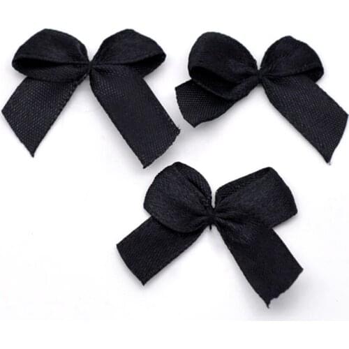 New 200PCs Black Ribbon Bow Wedding Decoration Scrapbooking Embellishment Party Christmas DIY Sewing Accessories 25x20mm