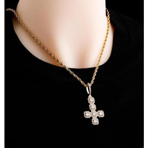 New fashion charm Handstand Cross Pendant Necklace Micro Pave Iced Cubic Zirconia Luxury hip hop Jewelry For Women Men Party