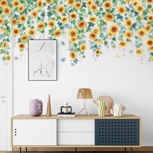 Sunflower Wall Stickers Flowers Living Room Sofa Home Office Decor Backdrop Wallstickers Teen Bedroom Decor Decals for Furniture