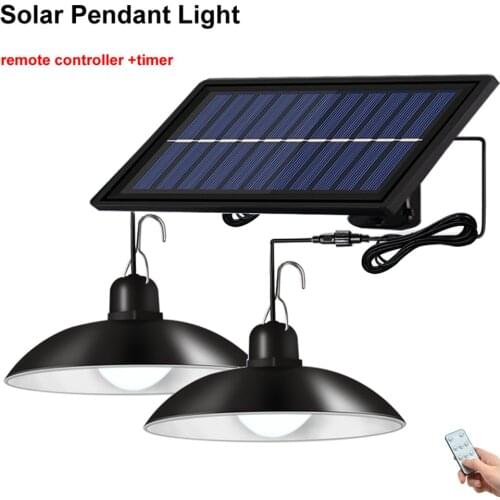 1-3pcs double Head Solar Pendant Light Outdoor Indoor Solar Lamp hanging chandelier security Camping Garden Yard lighting remote