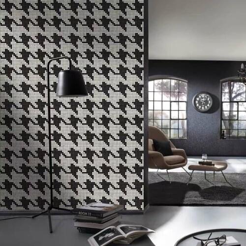 Simplify style black and withe mix ceramic mosaic pattern