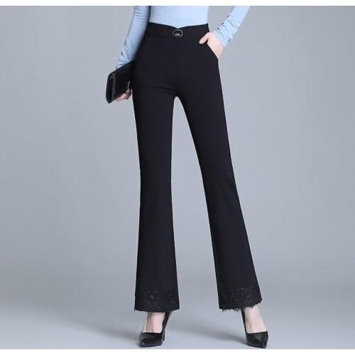Elastic High Waisted Women Trousers Plus Size M- 7XL Ladies Office Work Pants Stretch Female Pants 2021 Flared trousers