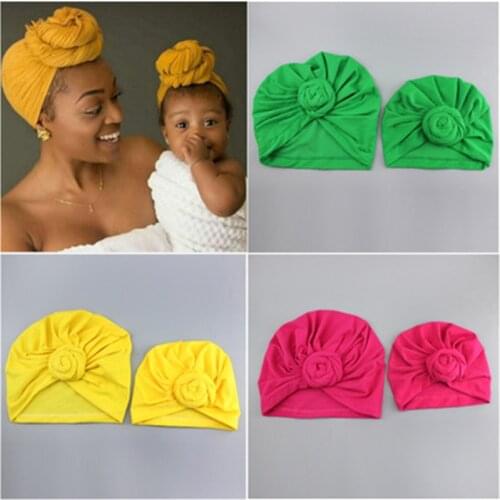 Baby Hat For Newborn Toddler Kids Baby Girl Mother Turban Cotton Beanie Hat Cap Knot Solid Soft Hospital Caps