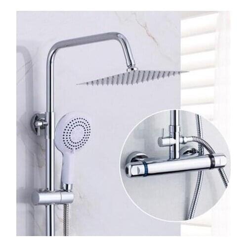 Bathroom shower faucet thermostatic mixing valve, Wall mounted shower faucet mixer, Brass thermostatic shower faucet shower head