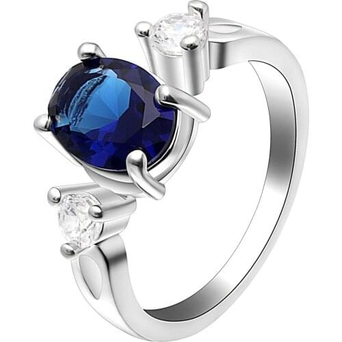 Shuning Blue Cubic Zirconia CZ Wedding And Engagement Rings For Woman Charm Jewelry Bijoux Rings Hot Ringen Voor Vrouwen