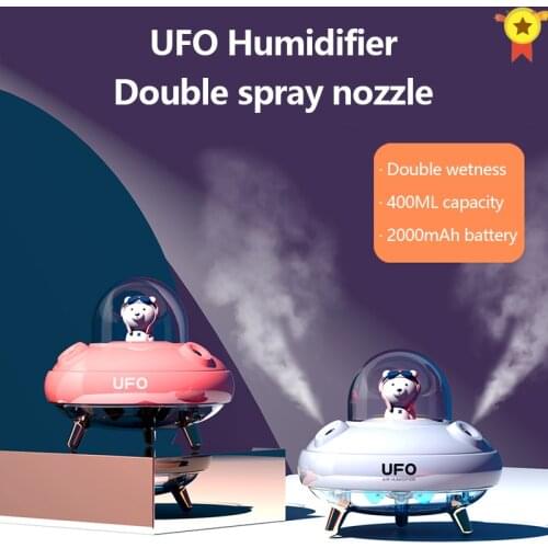 Cartoon UFO Cute Air Humidifier USB Mini Ultrasonic Household Aromatherapy Spray Desktop Humidifier Aroma Essential Oil Diffuser