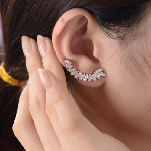 New 925 Sterling Silver Stud Earrings For Women Fine Jewelry With AAAA Cubic Zirconia Stones Leaves Shape Party Engagement Gifts