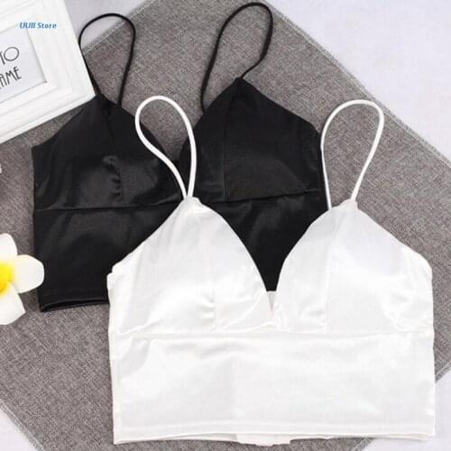 Women Strap Solid Sexy Bikini Crop Tops Tank Top Underwear Bralette Wirefree Bra