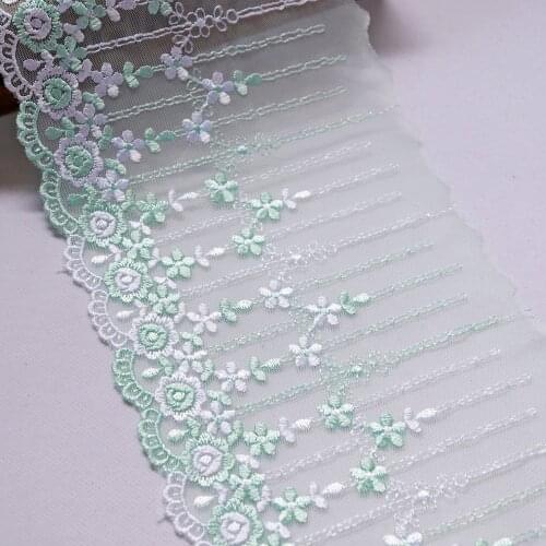 1 Meter Green Pink Floral Embroidered Lace Trim Dolls Dress Sewing Mesh Fabric DIY Handmade Clothes Accessories Lace Trimmings