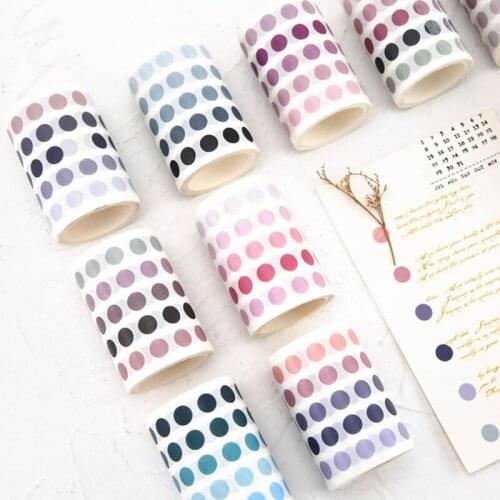 1Roll ins seal sticker Japanese hand account color dots and paper tape girl round sticker decorative label