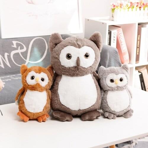 1 pcs new 25/40cm Fuzzy Stuffed Standing Owl Toy Brown Grey Coffee Little Cute Owls Flying Bird Doll for Babies Kids Appeasing
