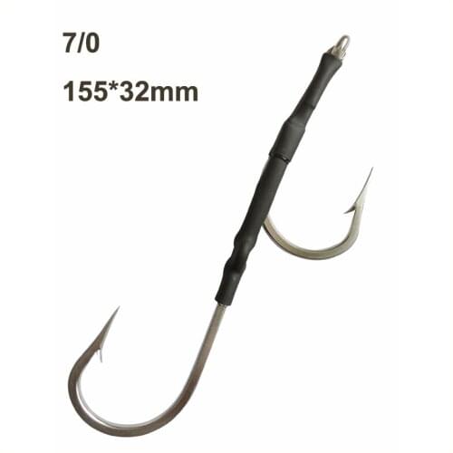 10pcs 7/0 Double Shark Rigs Stainless Steel Fish Hooks