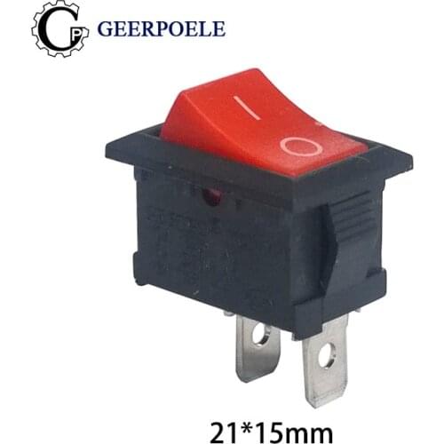 10 pcs/lot KCD1 21*15 2 Pin Red 250V 6A Boat Switch Snap-in SPST ON OFF Rocker Position Switch