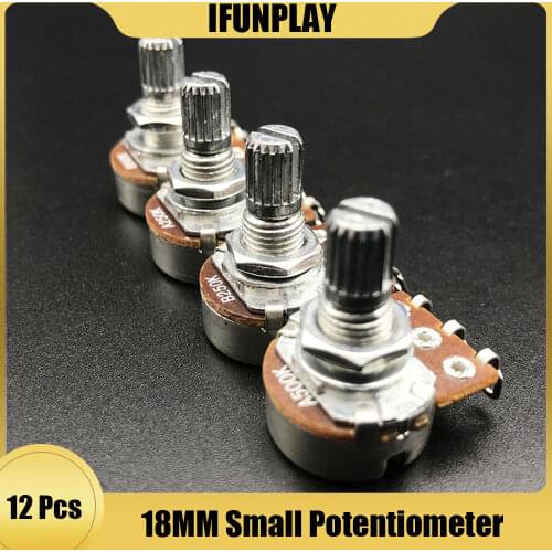12pcs 18mm Long Split Shaft Electric Guitar Potentiometers Pots Volume Tone Control Pots A500K/B500K/A250K/B250K
